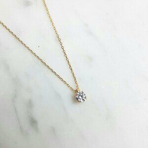 2.0 ct Round Brilliant Moissanite Pendant, 18k Gold Plated Sterling Silver Chain